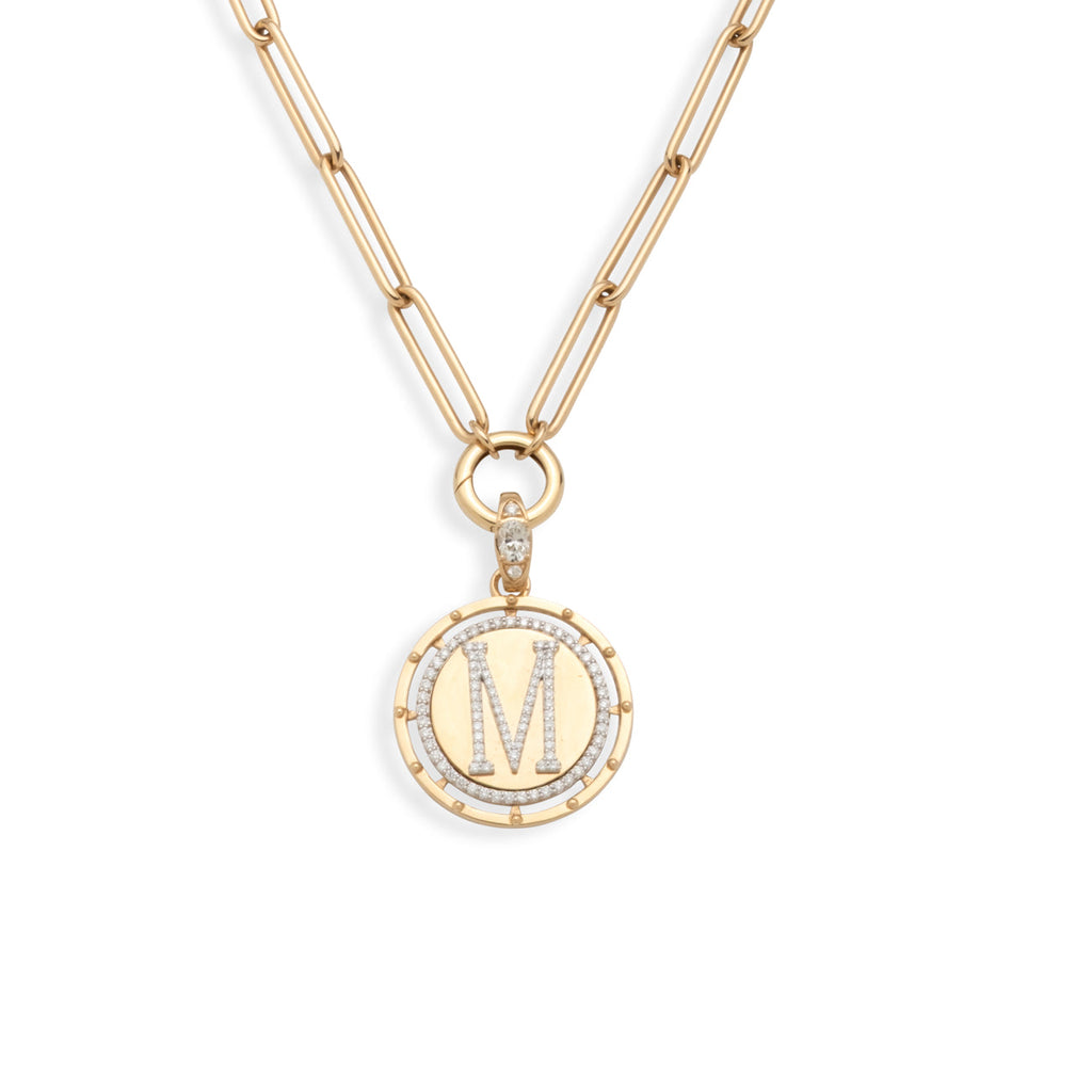 Lovestruck Pierced Custom Extended Clip Open Chain Necklace : in Yellow Gold with Diamonds view 1