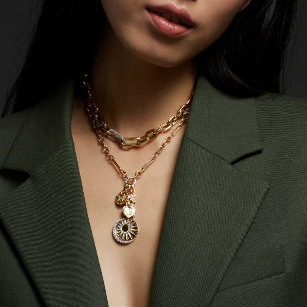 Balance and Reverie Small Mixed Clip Extension Story : in Yellow Gold with Diamonds view 2