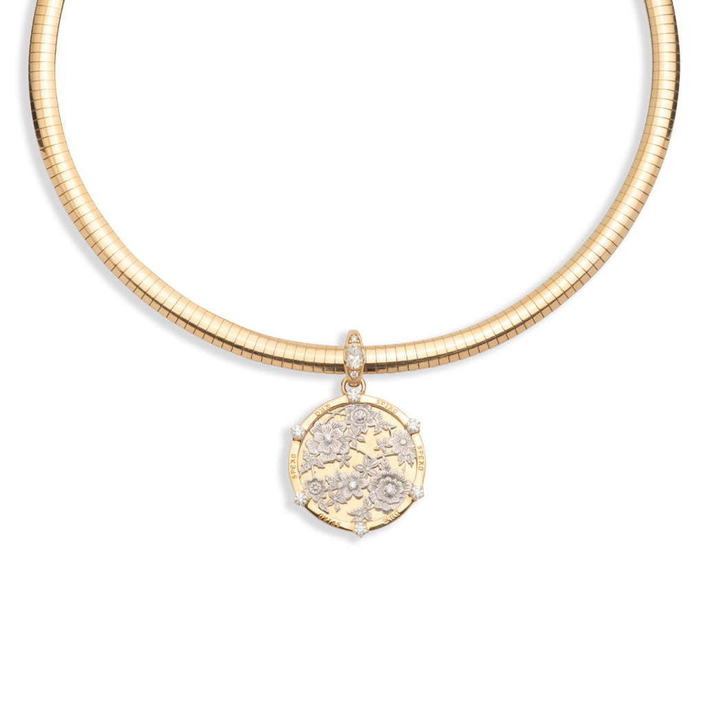 Resilience Medium Sleek Collar Necklace : in Mixed Gold with Diamonds view 1