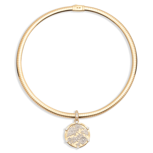 Resilience | Floral Screen Medium Sleek Collar Necklace | Diamonds, Mixed Gold