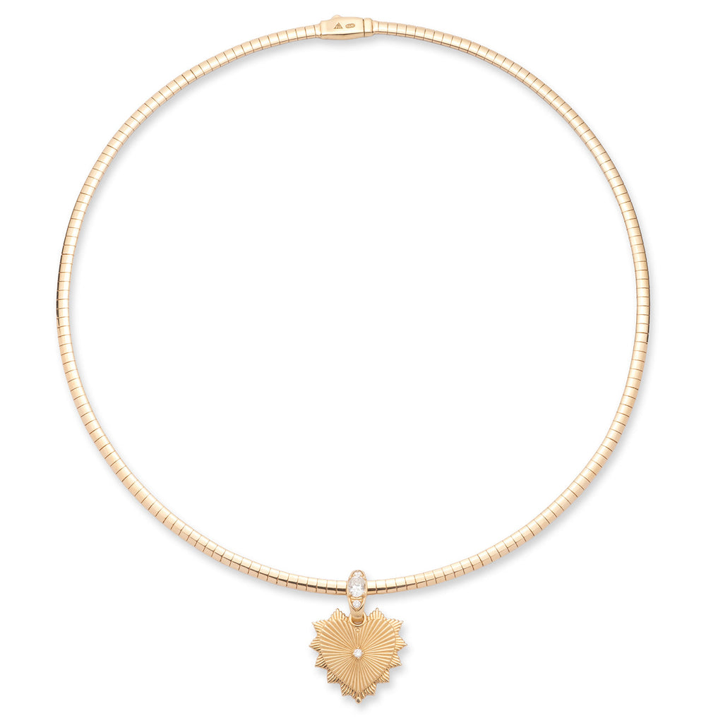 18K Yellow Gold True Love | Heart Love Token Small Sleek Collar Necklace | Diamonds, Yellow Gold – FoundRae view 3