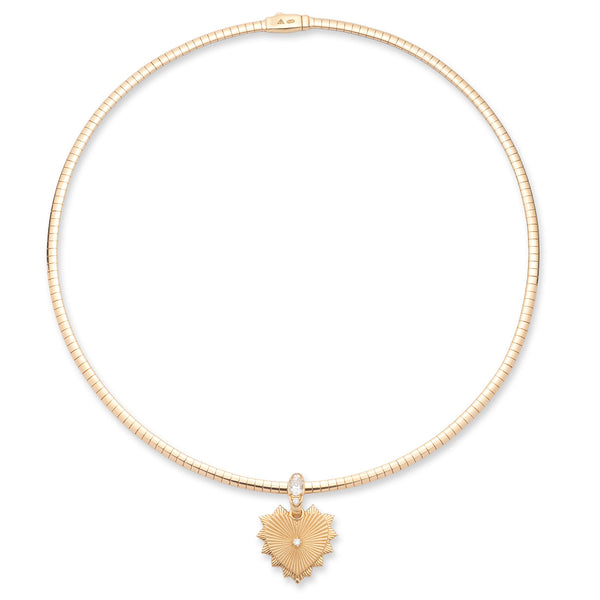True Love | Heart Love Token Small Sleek Collar Necklace | Diamonds, Yellow Gold