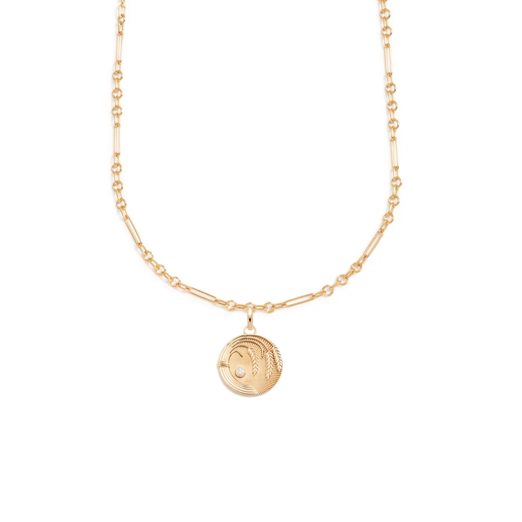 Infinite Gratitude Braided Wheat Fine Mixed Clip Necklace : in Yellow Gold with Diamond view 1