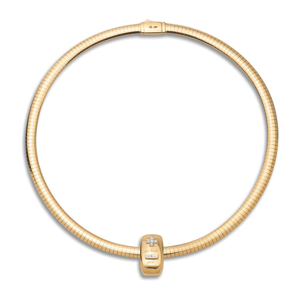 Vivacity | Ever Growing Love Heart Slide Medium Sleek Collar Necklace | Diamonds, Yellow Gold