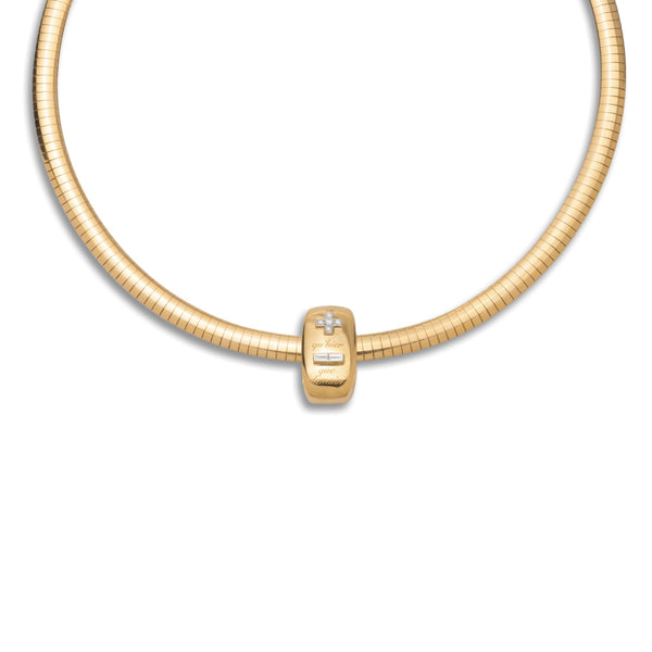 Vivacity Heart Slide Medium Sleek Collar Necklace : in Yellow Gold with Diamonds