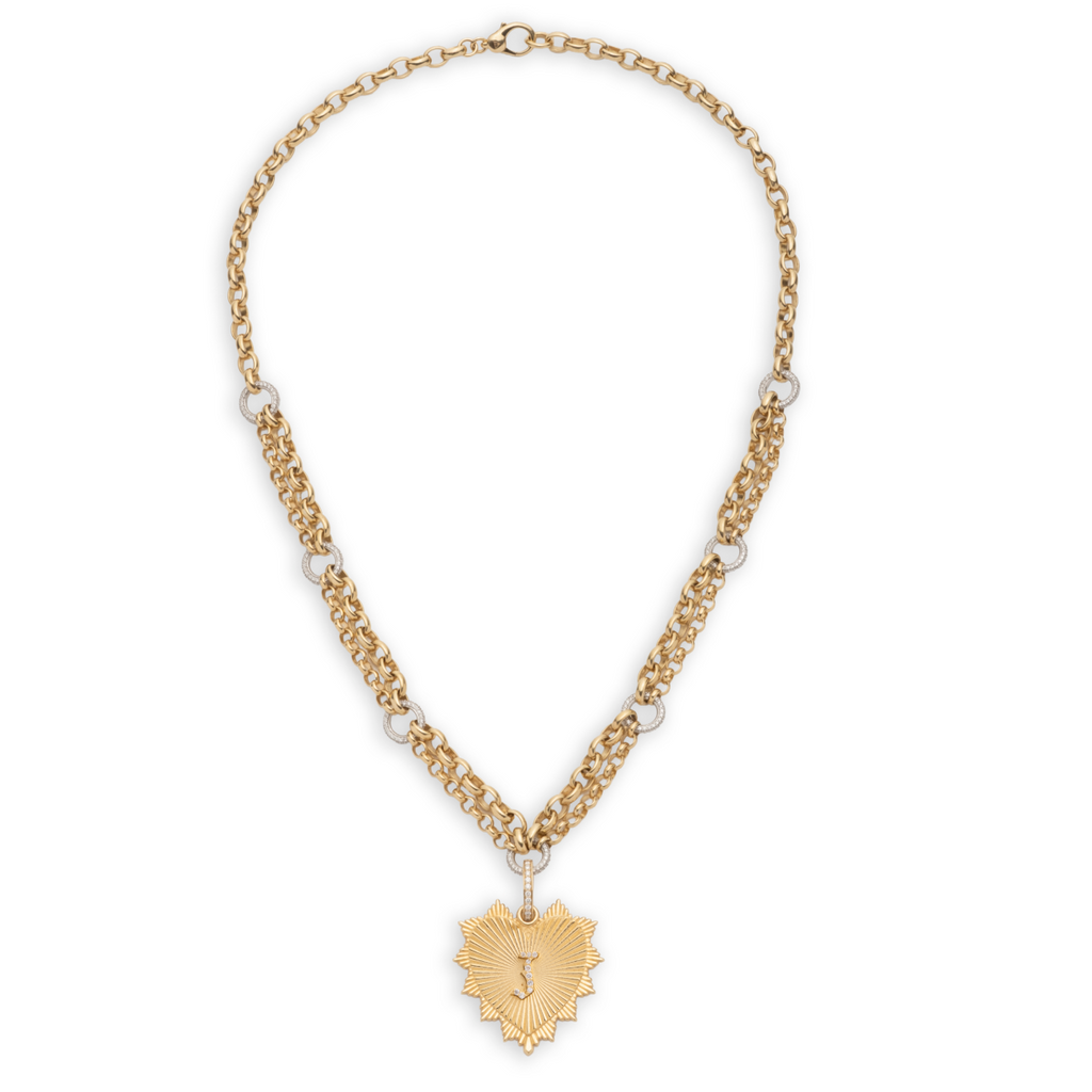 18K Yellow Gold Personalized - True Love | Initial Heart Love Token Festoon Necklace | Diamonds, Yellow Gold – FoundRae view 3