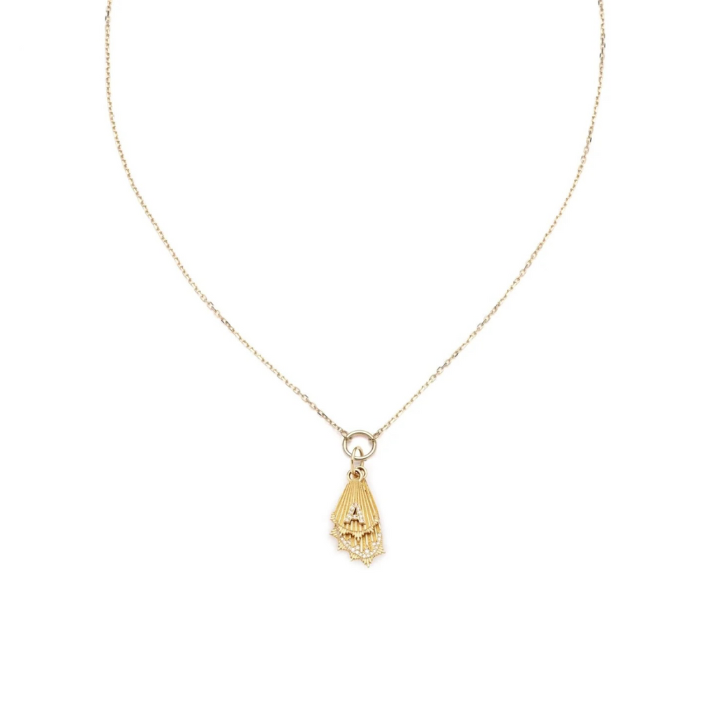 Initial Butterfly Wings : Miniature Medallion Necklace view 1