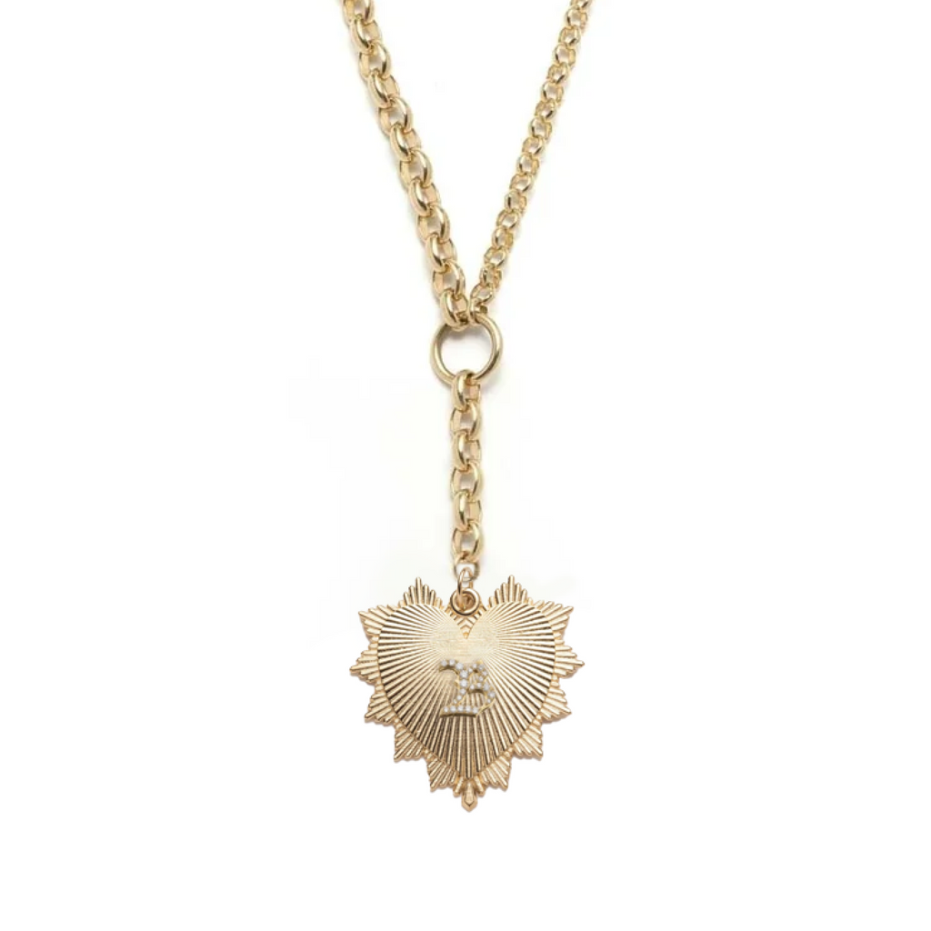 Personalized Oversized Love Token Heavy Mixed Belcher Extension Necklace : in Yellow Gold with  Pave Diamonds view 1