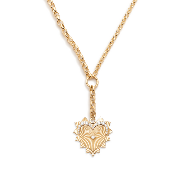 Graduated Diamond Heart Love Token - Love : Heavy Mixed Belcher Extension Chain Necklace