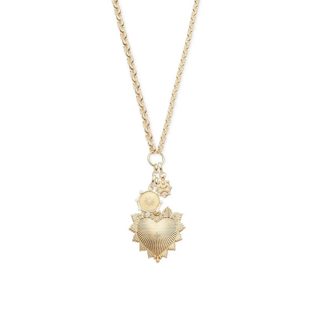 Graduated Diamond Heart Love Token - True Love & Vivacity : Heavy Mixed Belcher Extension Necklace view 1