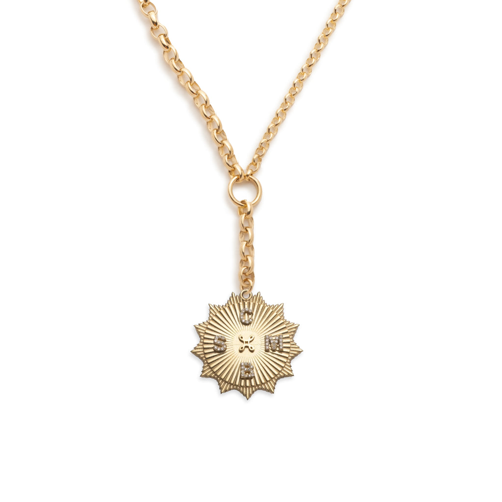 Personalized Radiating Love Token : Heavy Mixed Belcher Extension Chain Necklace view 1