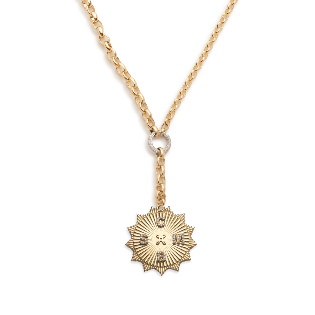 Personalized Radiating Love Token : Heavy Mixed Belcher Extension Chain Necklace view 1