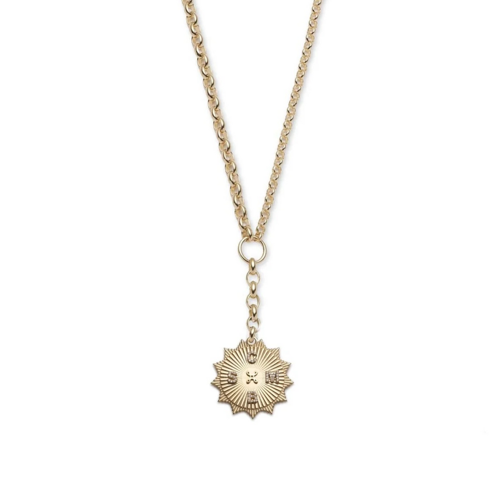 18K Yellow Gold Personalized Radiating Love Token : Heavy Mixed Belcher Extension Chain Necklace – FoundRae view 3