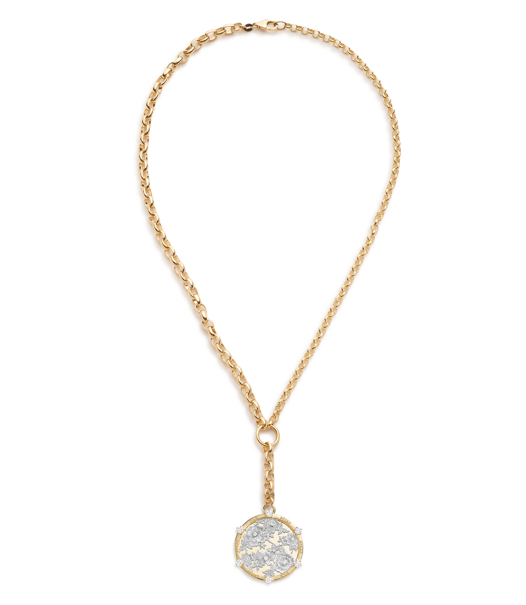 18K Mixed Gold Floral Screen Resilience Heavy Mixed Belcher Necklace : in Yellow Gold – FoundRae view 2