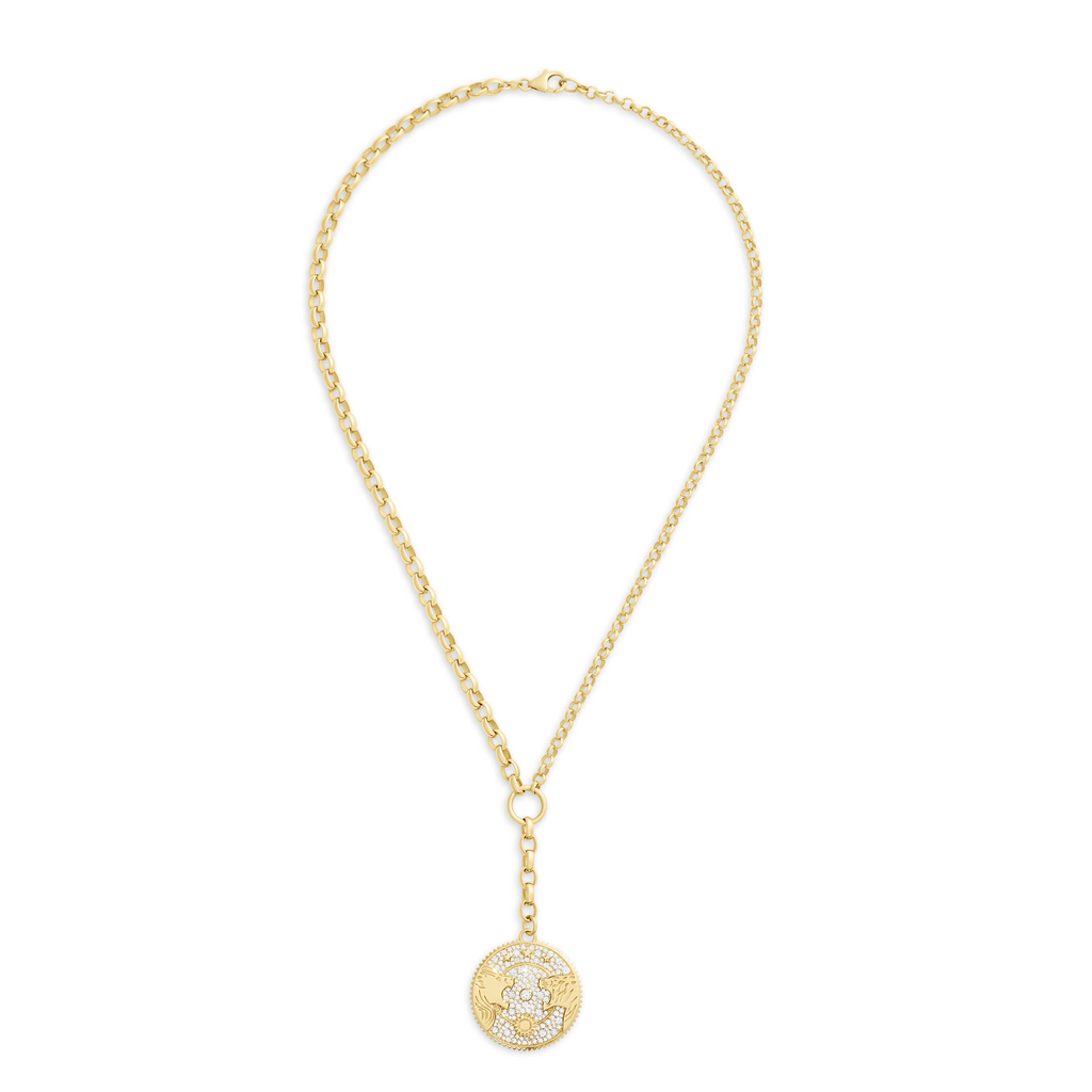 18K Yellow Gold Strength | Pavé Solar & Lunar Heavy Mixed Belcher Extension Necklace | Diamonds, Yellow Gold – FoundRae view 3