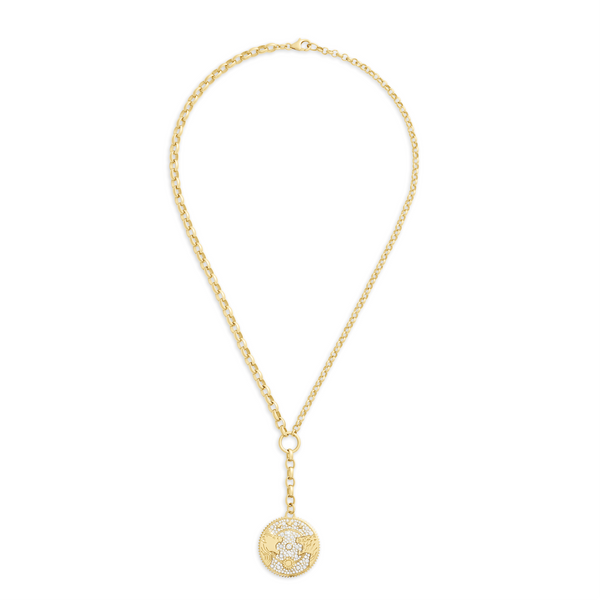 Strength | Pavé Solar & Lunar Heavy Mixed Belcher Extension Necklace | Diamonds, 18K Yellow Gold