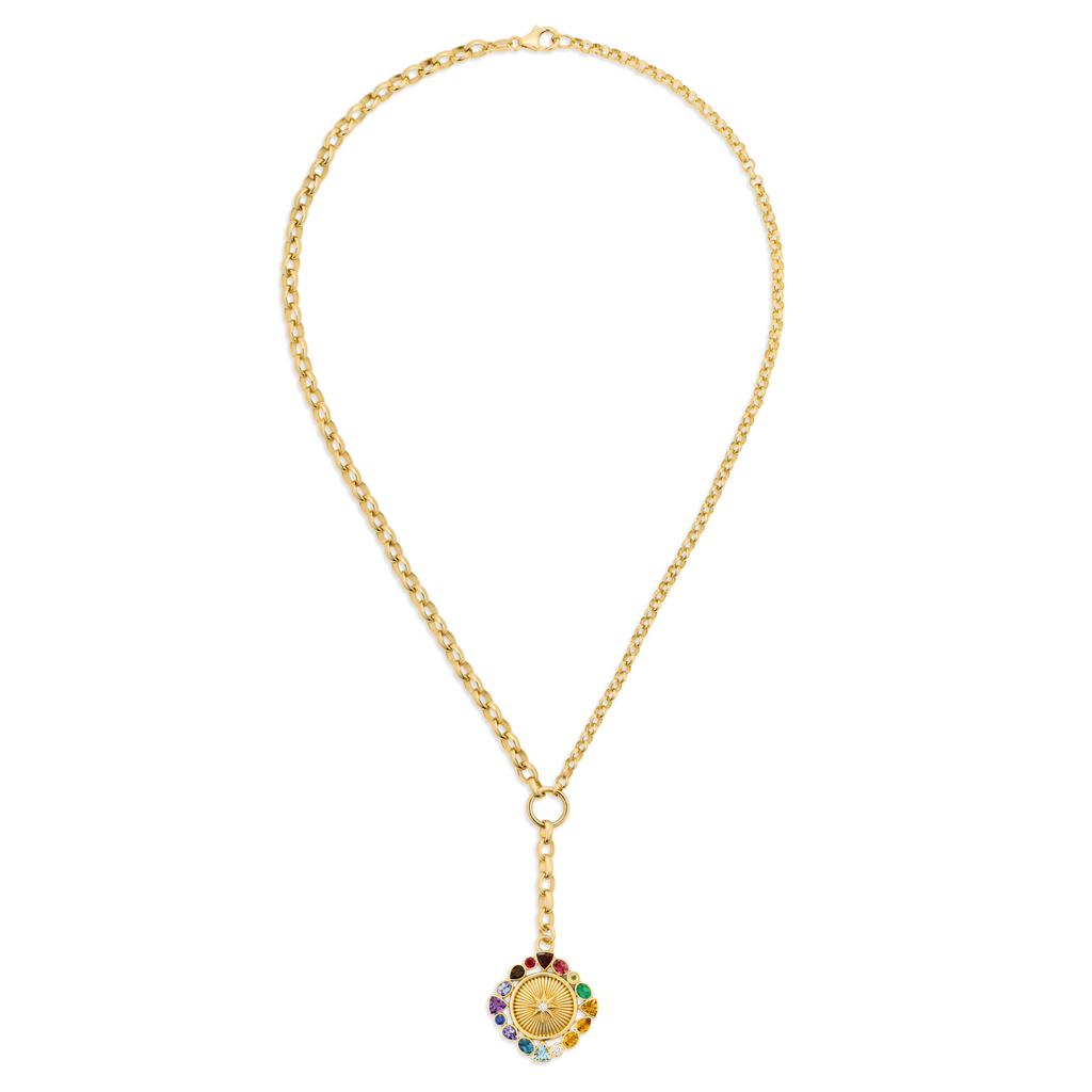 18K Yellow Gold Foundation | Temenos Inner Light Heavy Mixed Belcher Extension Necklace | Multi-Stone, Yellow Gold – FoundRae view 3