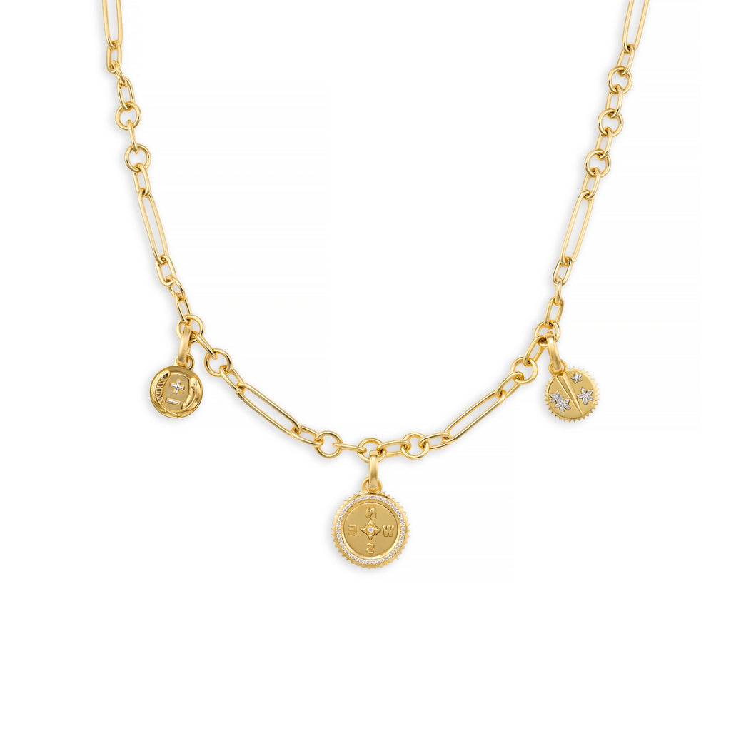 18K Yellow Gold Internal Compass - Resilience | Ever Growing Love and Blossoms Small Mixed Clip Necklace | Diamonds, Mixed Gold – FoundRae view 1