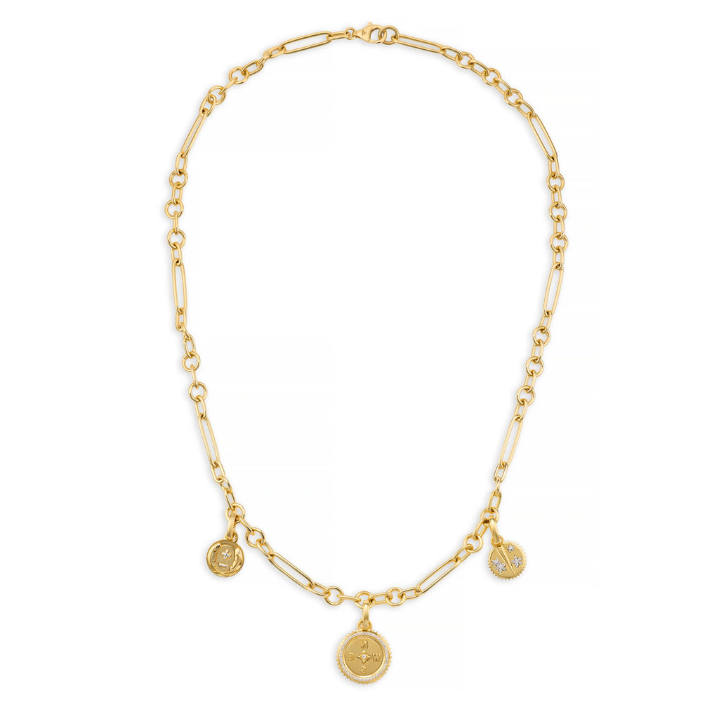 18K Yellow Gold Internal Compass - Resilience | Ever Growing Love and Blossoms Small Mixed Clip Necklace | Diamonds, Mixed Gold – FoundRae view 3