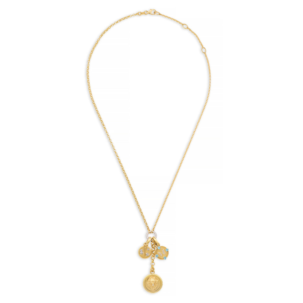 18K Mixed Gold Strength - Resilience | Blossoms and Butterfly Small Mixed Belcher Extension Necklace | Diamonds, Swiss Blue Topaz, Mixed Gold – FoundRae view 3