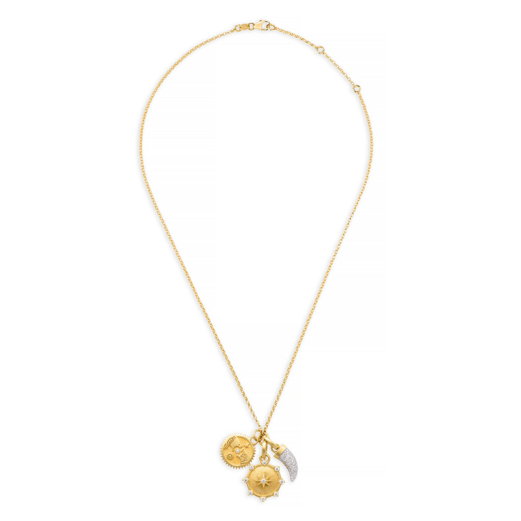 18K Mixed Gold Foundation - Strength | Spark and Solar & Lunar Fine Belcher Necklace | Diamonds, Mixed Gold – FoundRae view 3