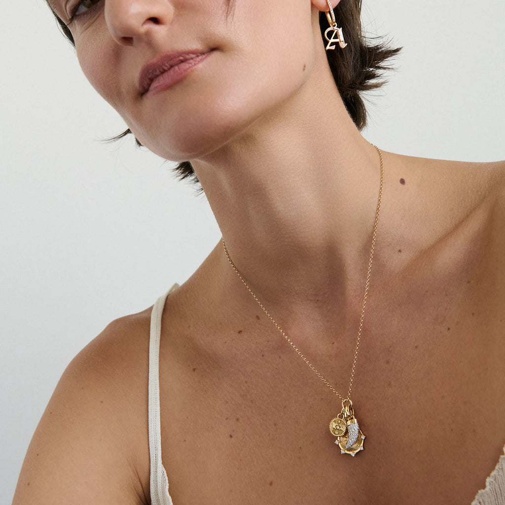 18K Mixed Gold Foundation - Strength | Spark and Solar & Lunar Fine Belcher Necklace | Diamonds, Mixed Gold – FoundRae view 2