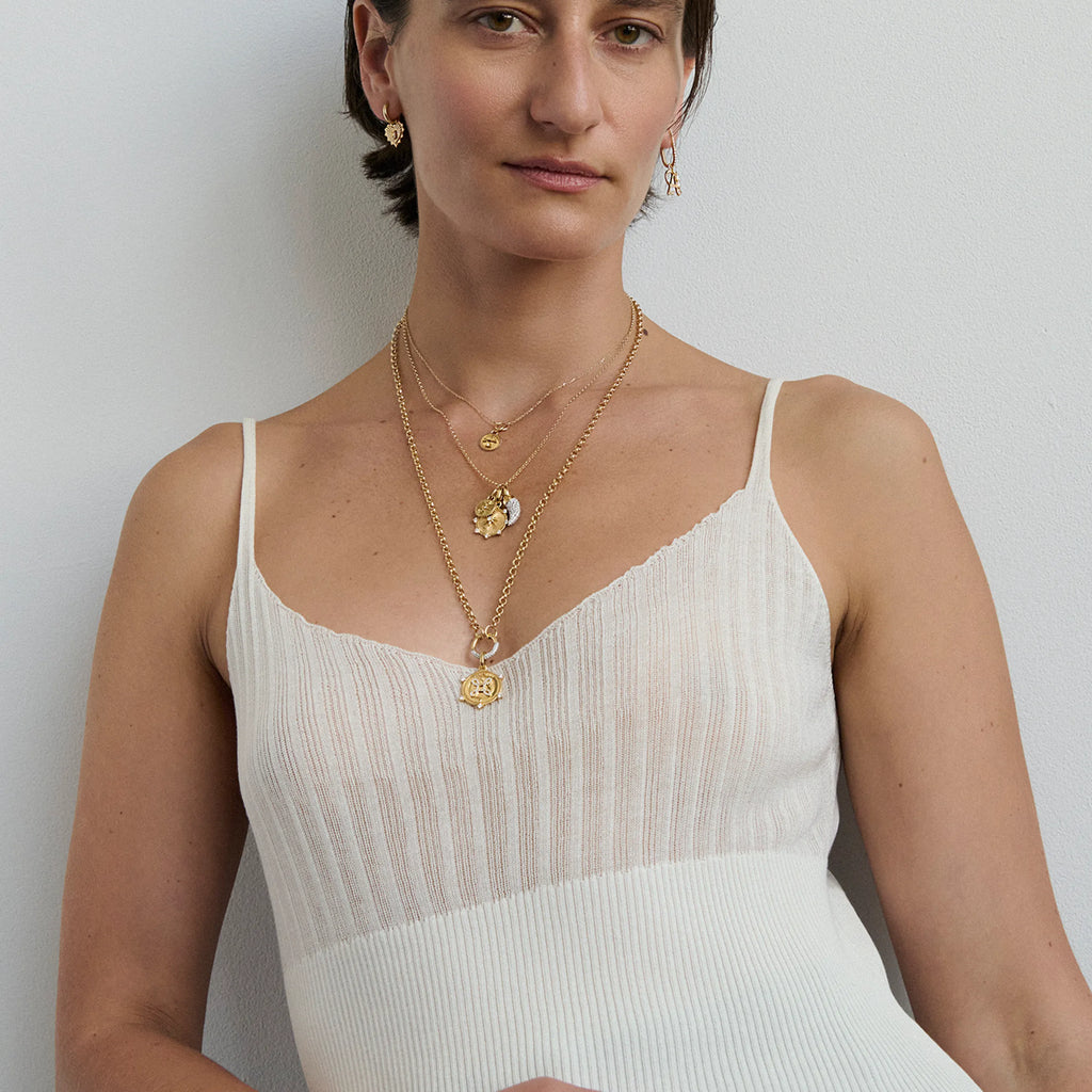 18K Mixed Gold Foundation - Strength | Spark and Solar & Lunar Fine Belcher Necklace | Diamonds, Mixed Gold – FoundRae view 4
