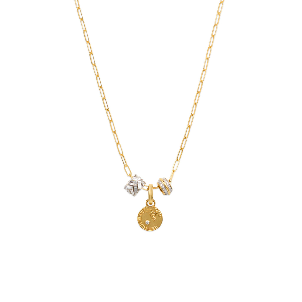 18K Mixed Gold Infinite Gratitude - True Love | Braided Wheat and Heart Beats Fine Clip Necklace | Diamonds, Mixed Gold – FoundRae view 1
