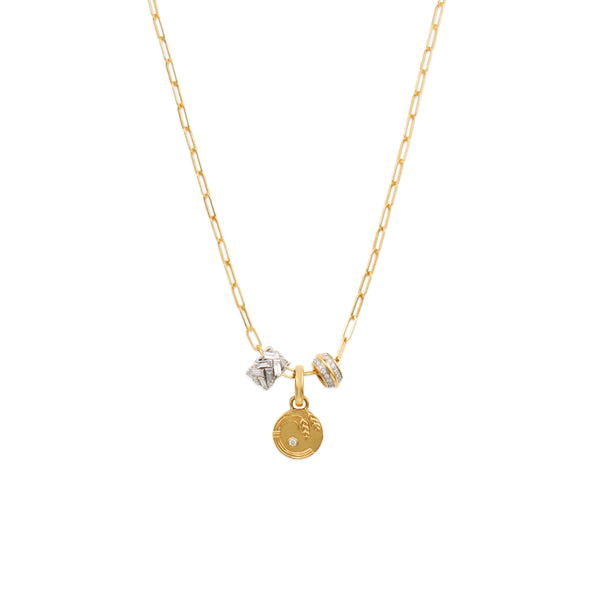 Infinite Gratitude - True Love | Braided Wheat and Heart Beats Fine Clip Necklace | Diamonds, Mixed Gold