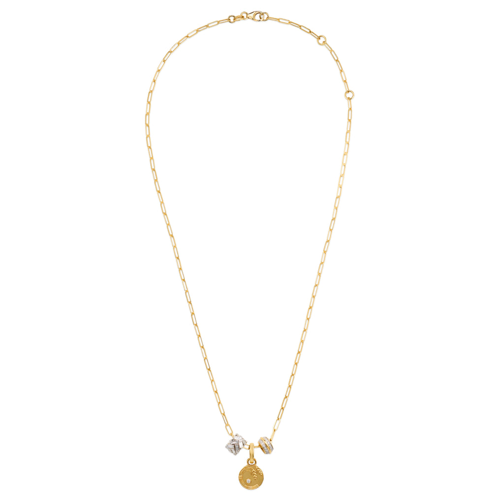18K Mixed Gold Infinite Gratitude - True Love | Braided Wheat and Heart Beats Fine Clip Necklace | Diamonds, Mixed Gold – FoundRae view 3