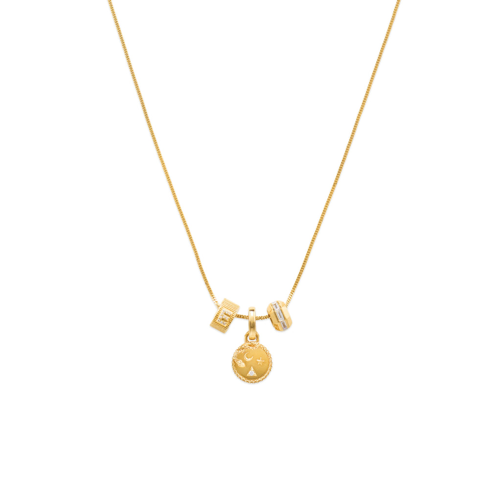 18K Yellow Gold Wholeness - Personalized | Snake and Initial Heart Beat Fine Diamond Cut Curb Necklace | Diamonds, Yellow Gold – FoundRae view 1