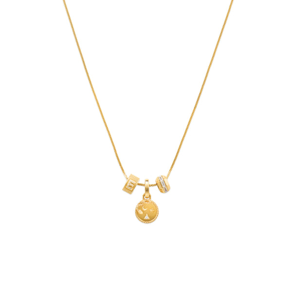 Wholeness - Personalized | Snake and Initial Heart Beat Fine Diamond Cut Curb Necklace | Diamonds, Yellow Gold