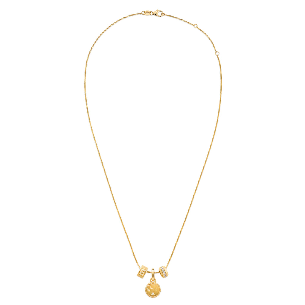 18K Yellow Gold Wholeness - Personalized | Snake and Initial Heart Beat Fine Diamond Cut Curb Necklace | Diamonds, Yellow Gold – FoundRae view 3