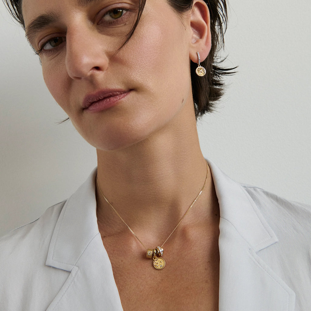 18K Yellow Gold Wholeness - Personalized | Snake and Initial Heart Beat Fine Diamond Cut Curb Necklace | Diamonds, Yellow Gold – FoundRae view 2