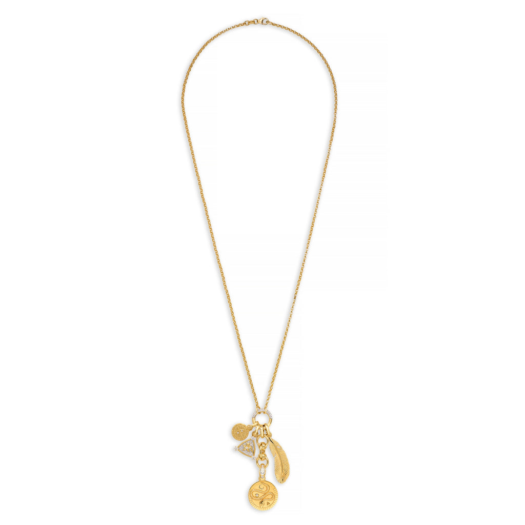 18K Yellow Gold Wholeness - Resilience | Snake and Protection Small Belcher Open Chain | Diamonds, Yellow Gold – FoundRae view 2