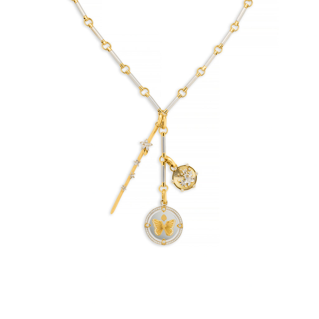 18K Mixed Gold Reverie - Resilience | Butterfly and Blossoms Element Extension Necklace | Diamonds, Mixed Gold – FoundRae view 1