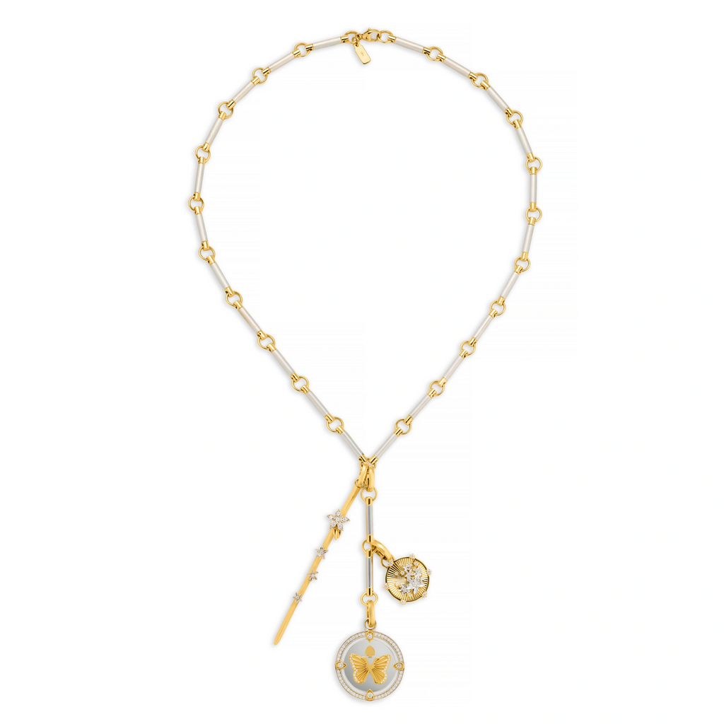 18K Mixed Gold Reverie - Resilience | Butterfly and Blossoms Element Extension Necklace | Diamonds, Mixed Gold – FoundRae view 3