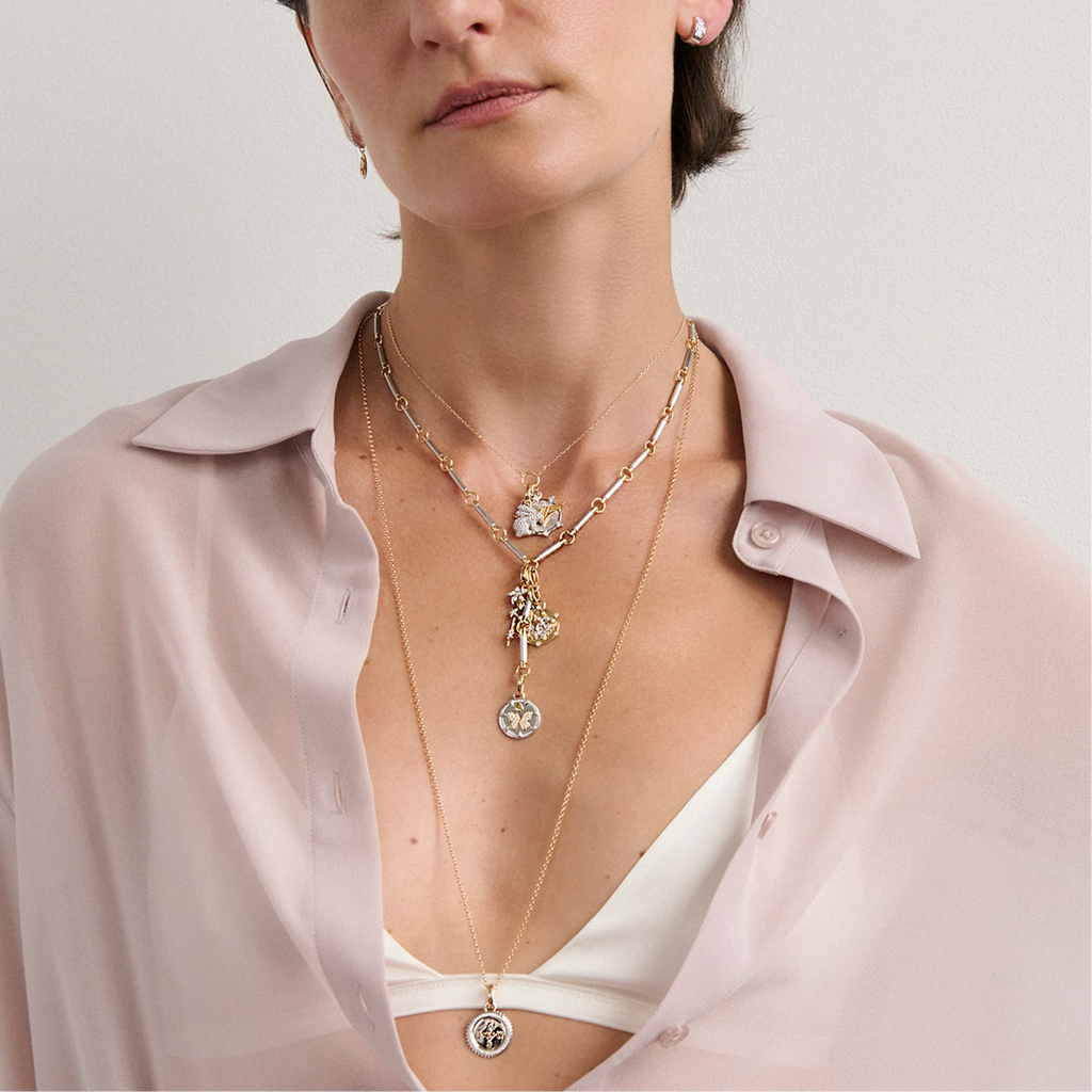 18K Mixed Gold Reverie - Resilience | Butterfly and Blossoms Element Extension Necklace | Diamonds, Mixed Gold – FoundRae view 2