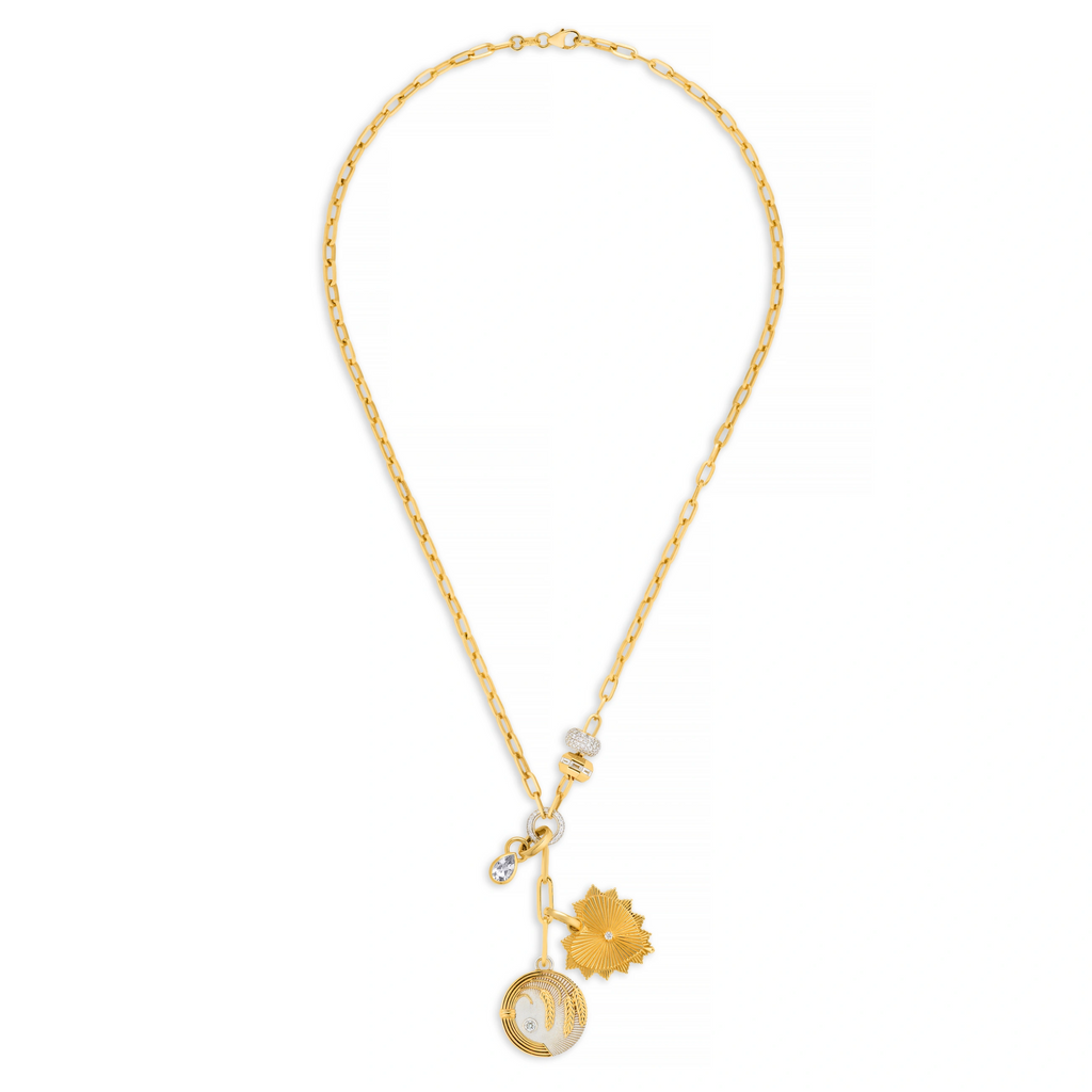 18K Mixed Gold Infinite Gratitude – True Love | Braided Wheat and Heart Love Token Small Clip Extension Necklace | Diamonds, Mixed Gold – FoundRae view 3