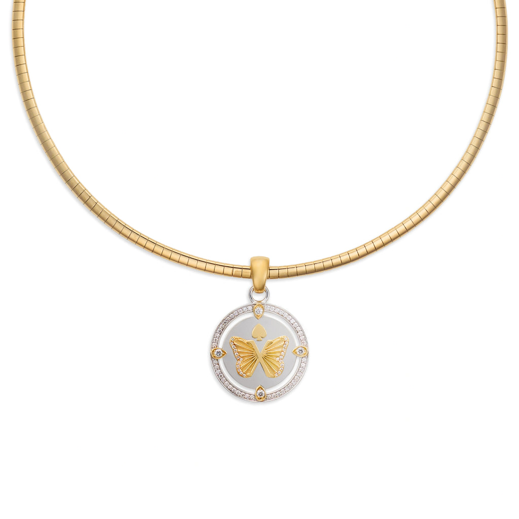 18K Mixed Gold Reverie | Butterfly Small Sleek Collar | Diamonds, Mixed Gold – FoundRae view 1