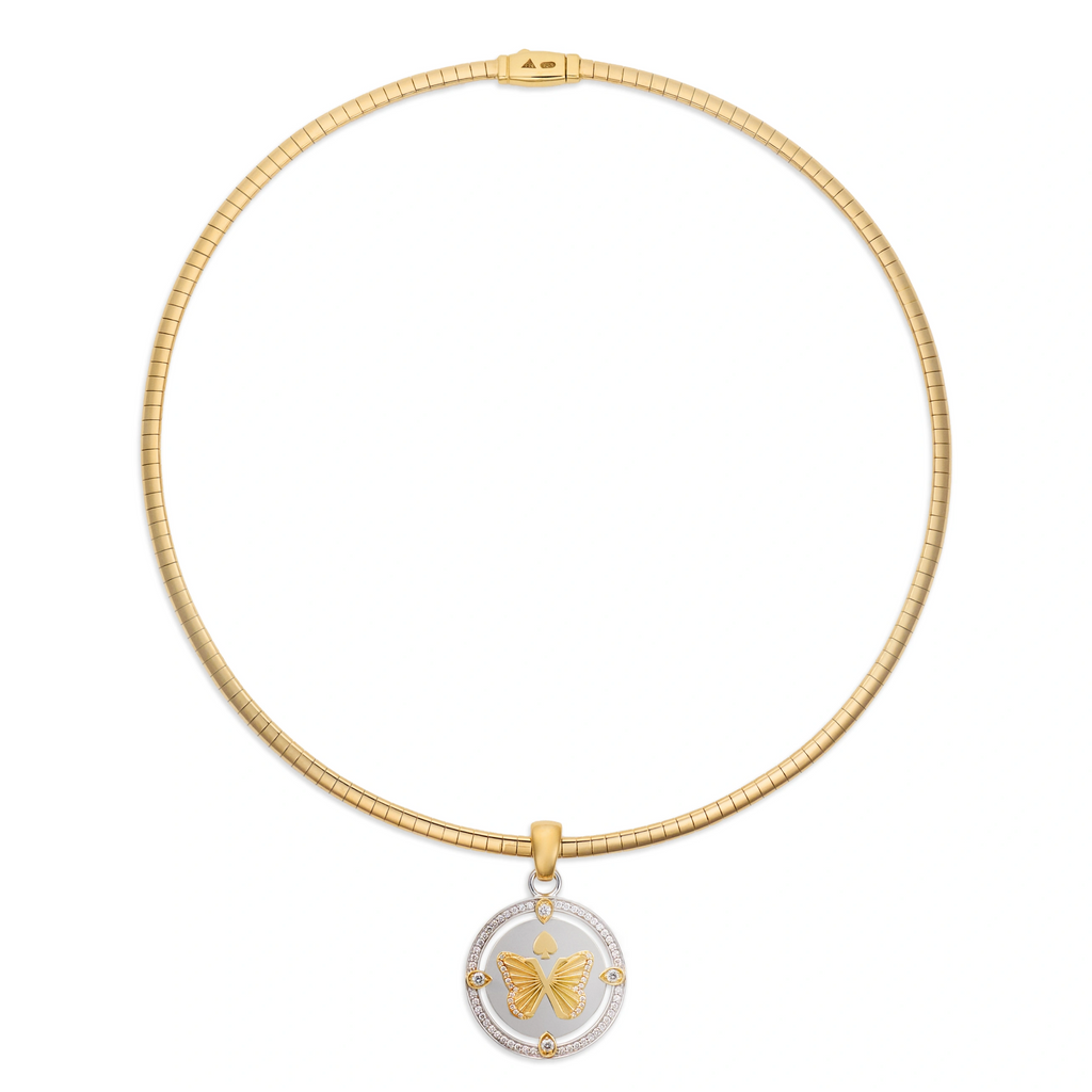 18K Mixed Gold Reverie | Butterfly Small Sleek Collar | Diamonds, Mixed Gold – FoundRae view 4