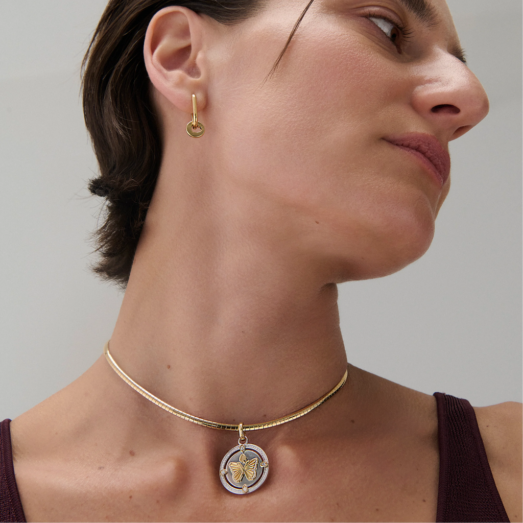 18K Mixed Gold Reverie | Butterfly Small Sleek Collar | Diamonds, Mixed Gold – FoundRae view 2