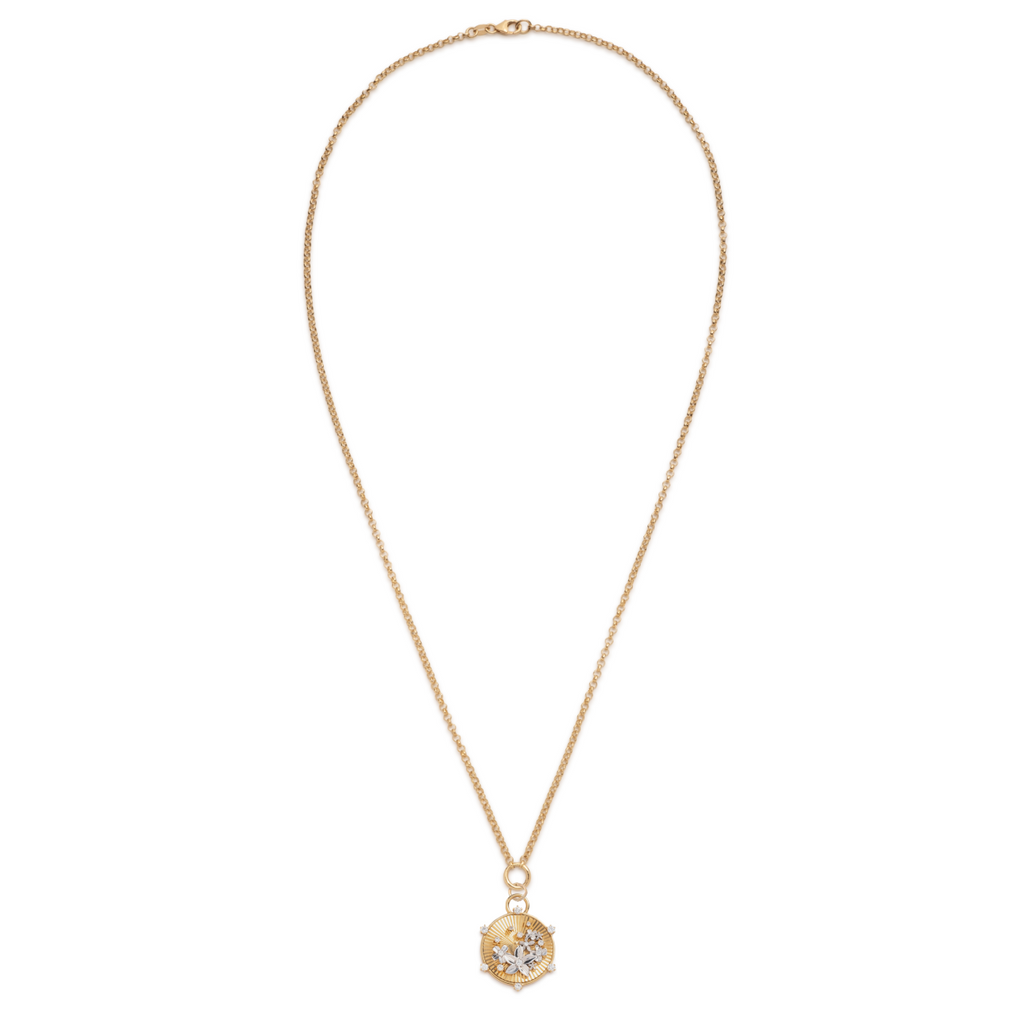Blossoms Fine Belcher Necklace : in Mixed Gold with Diamonds view 2