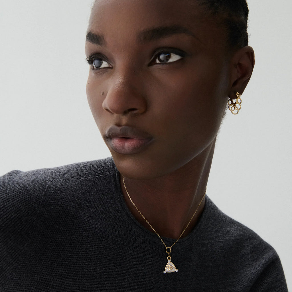 Resilience | Pavé Blossom Thread Necklace | Diamonds, Yellow Gold view 2