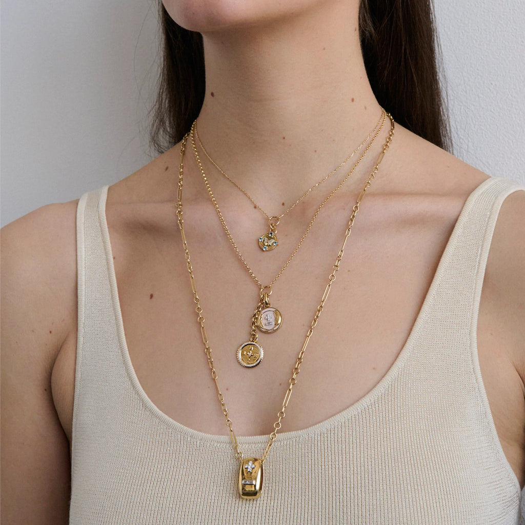 Reverie | Butterfly Thread Necklace | Diamonds, Swiss Blue Topaz, Yellow Gold view 2