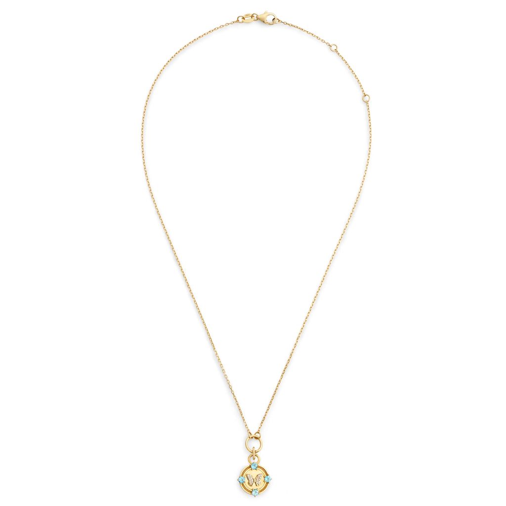 18K Yellow Gold Reverie | Butterfly Thread Necklace | Diamonds, Swiss Blue Topaz, Yellow Gold – FoundRae view 3