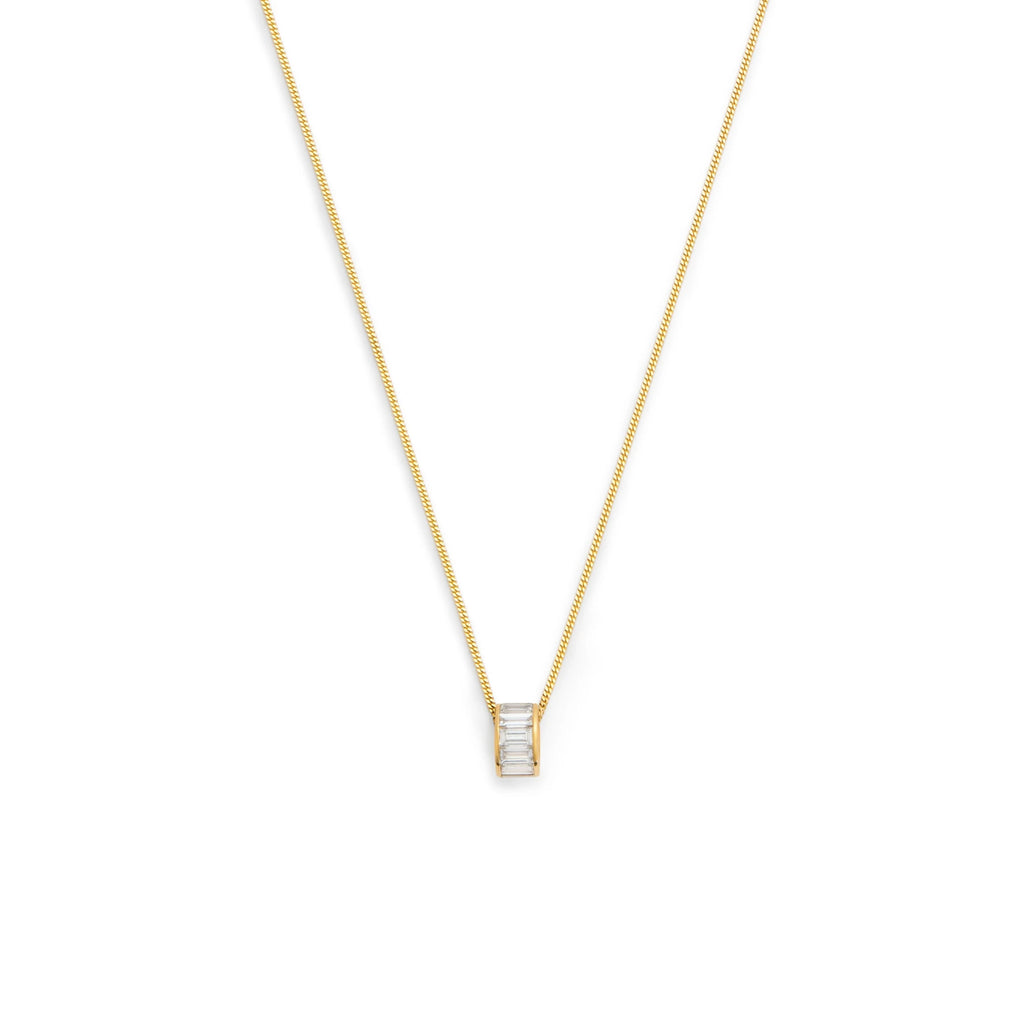 True Love | Baguette Heart Beat Fine Diamond Cut Curb Necklace | Diamonds, Yellow Gold view 1