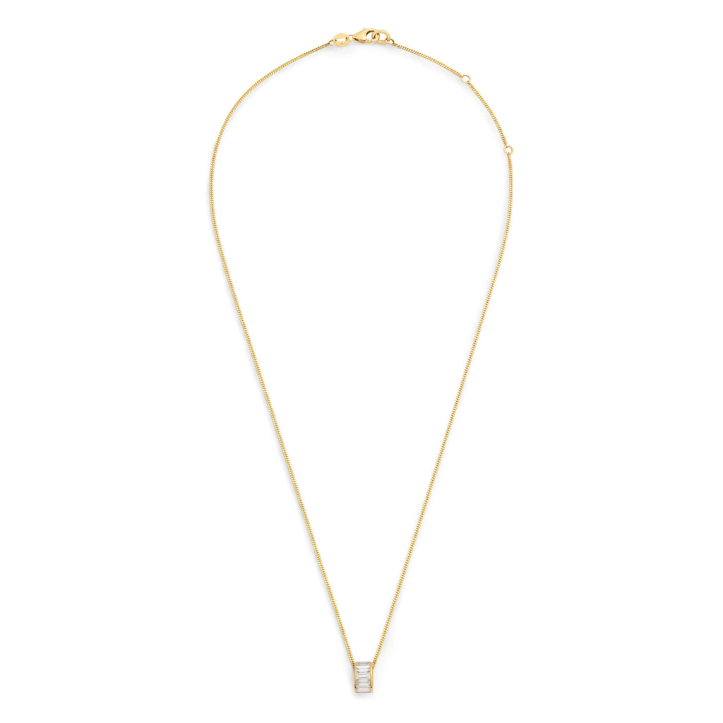 18K Yellow Gold True Love | Baguette Heart Beat Fine Diamond Cut Curb Necklace | Diamonds, Yellow Gold – FoundRae view 3