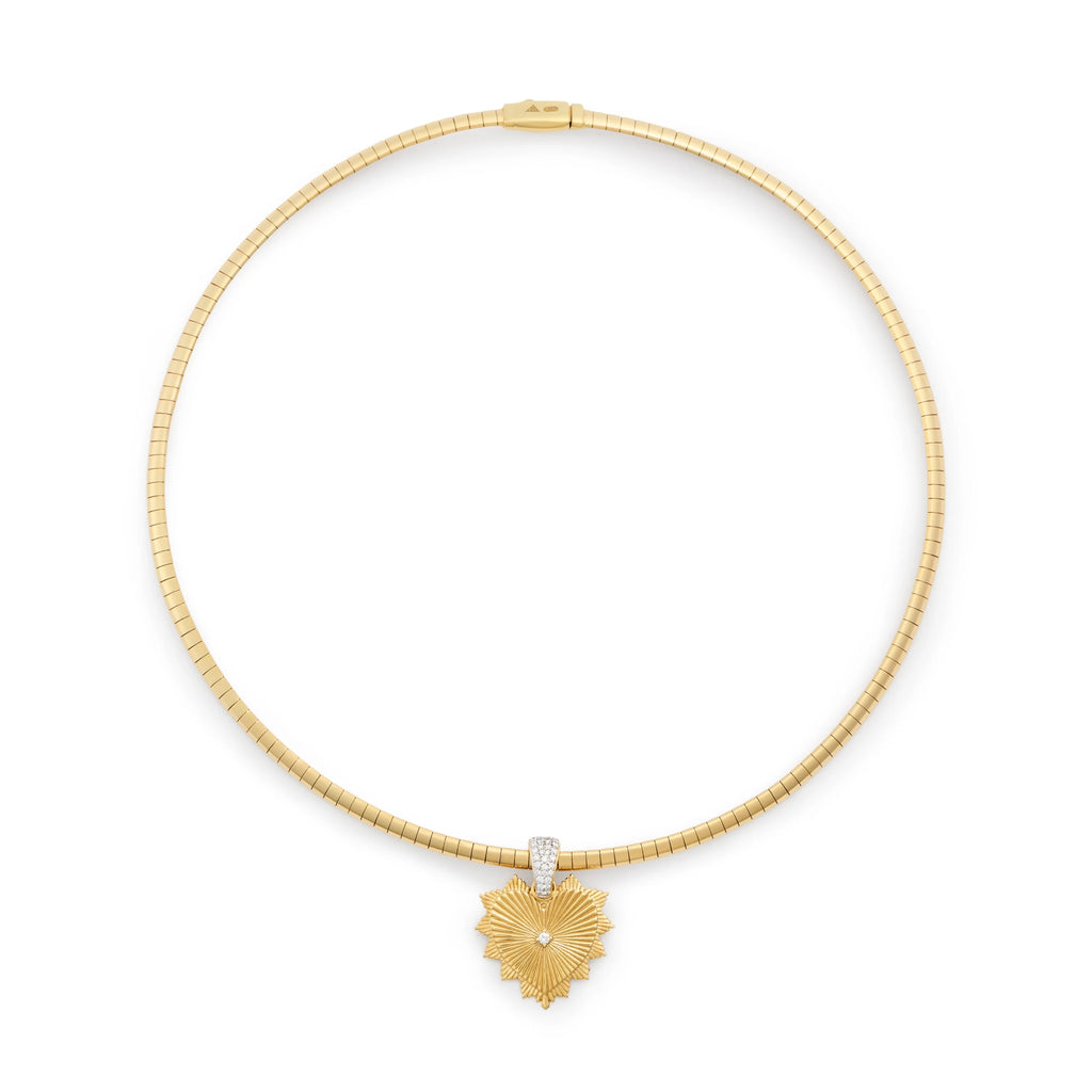 18K Yellow Gold True Love | Heart Love Token with Pavé Bail Small Sleek Collar Necklace | Diamonds, Yellow Gold – FoundRae view 3