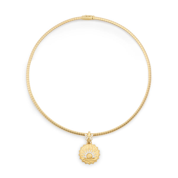 Internal Compass - Reverie | New Beginnings and Butterfly Small Sleek Collar Necklace | Diamonds, Yellow Gold